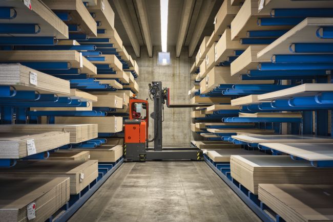 DMS in the rack aisle in the lumberyard